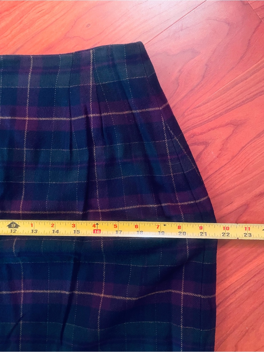 VTG Talbots Long Faux Wrap Skirt Green Purple Plaid Flannel Maxi sz 12 - Picture 14 of 14